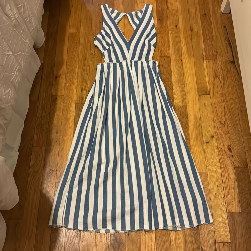 Zara white and blue striped dress